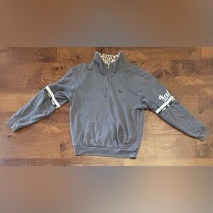 VICTORIA'S SECRET PINK FRENCH TERRY 1/2 ZIP VARSITY LOGO SWEATSHIRT Sz small